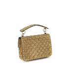 Beige Calfskin Rockstud Spike Bag
