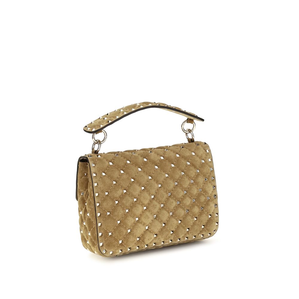 Beige Calfskin Rockstud Spike Bag