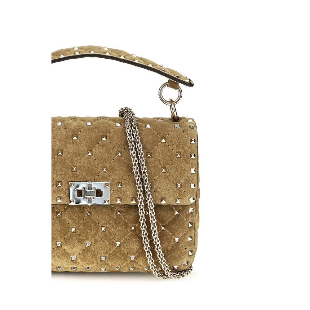 Beige Calfskin Rockstud Spike Bag