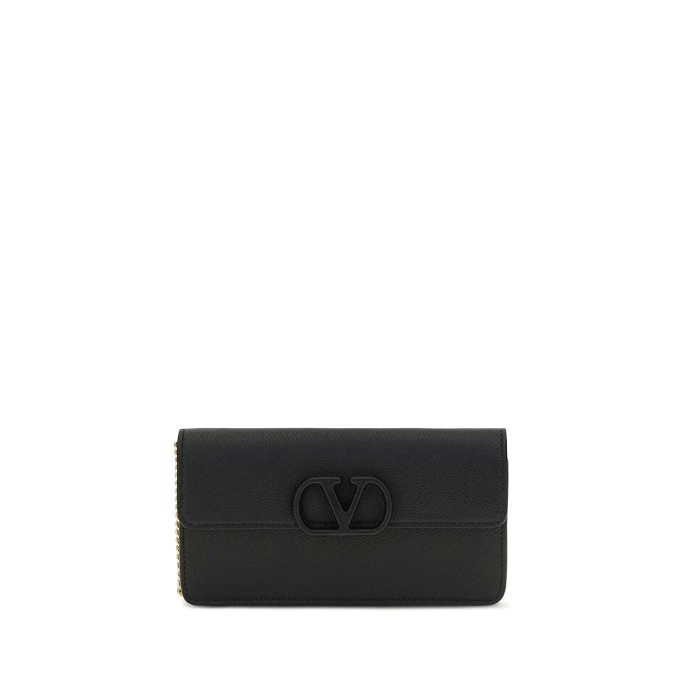 Grainy Calfskin Chain Wallet