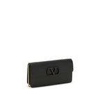 Grainy Calfskin Chain Wallet