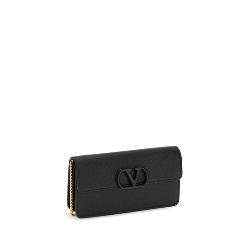 Grainy Calfskin Chain Wallet