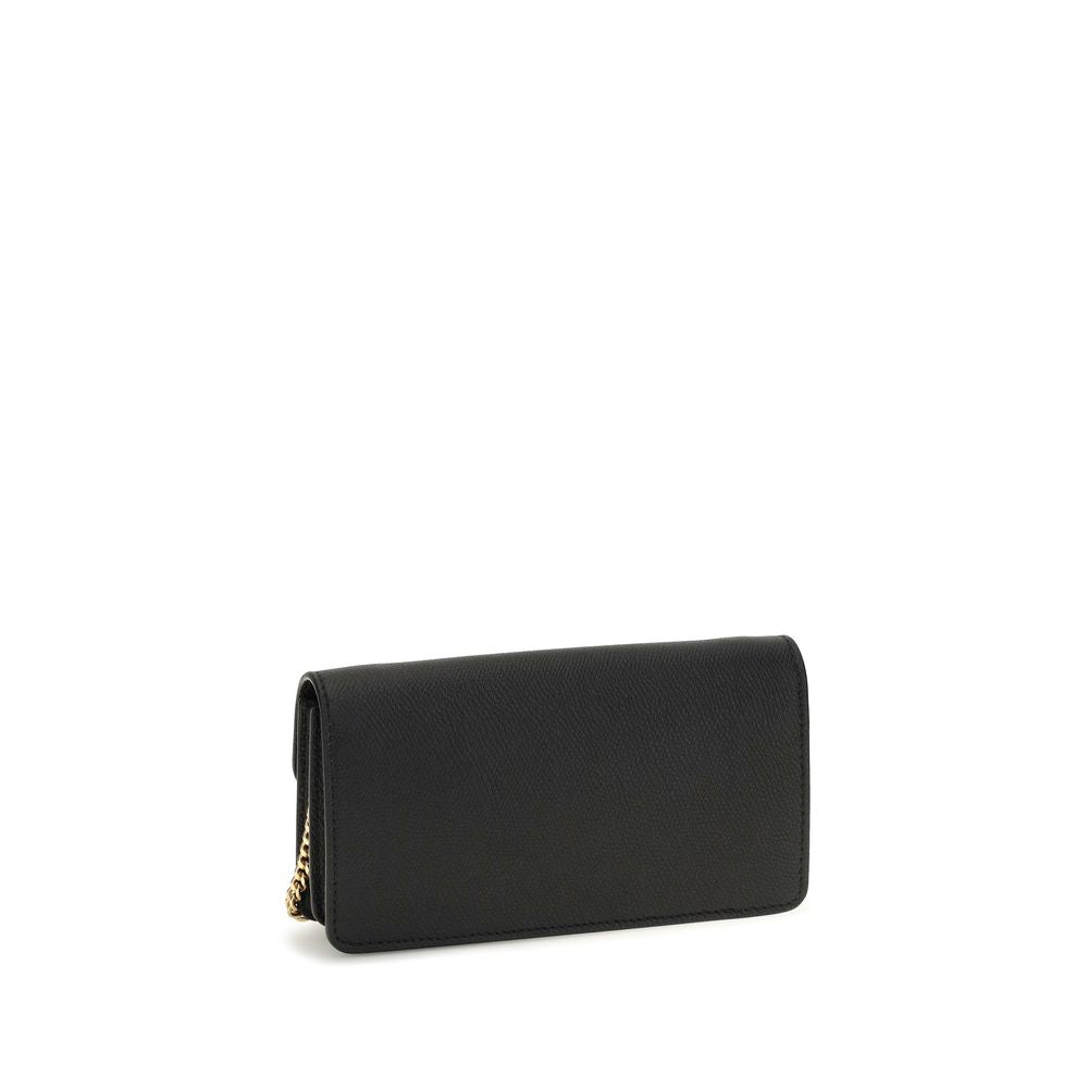 Grainy Calfskin Chain Wallet