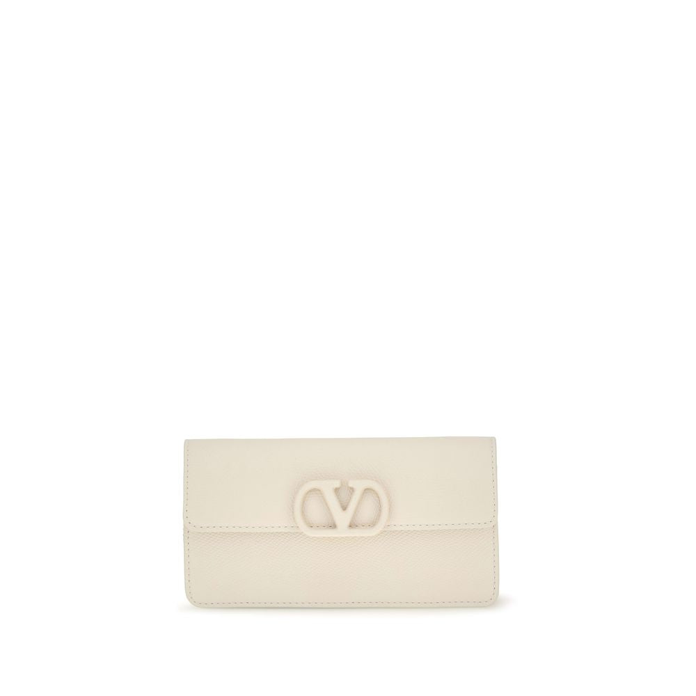 White Calfskin Chain Wallet