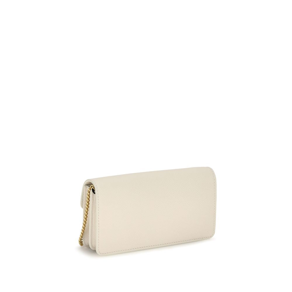 White Calfskin Chain Wallet
