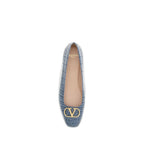 Croc‑Effect Calfskin Ballerina Flats