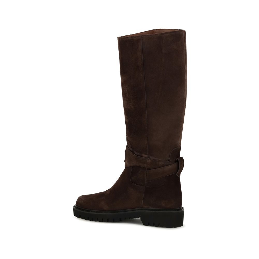 Brown Calf Leather VLogo Signature Flat Boots
