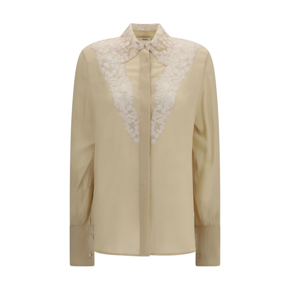 Peonia Lace Collar Georgette Silk Shirt