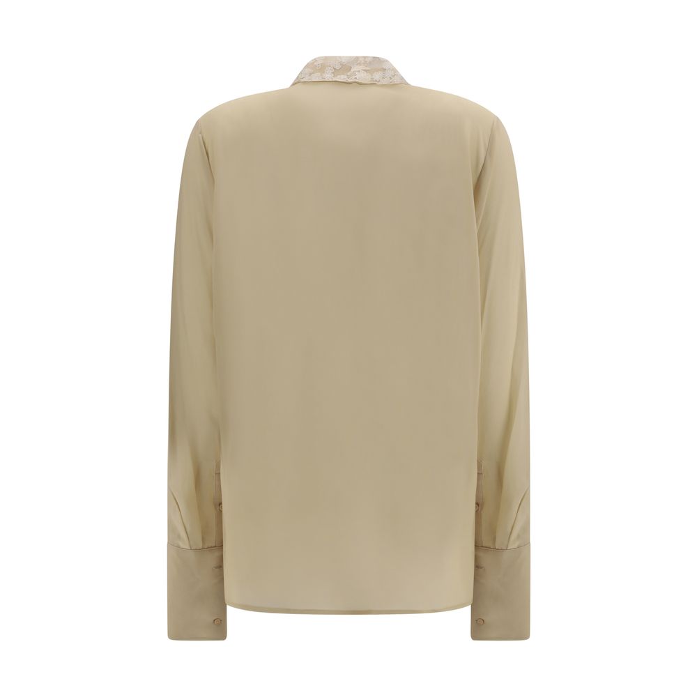 Peonia Lace Collar Georgette Silk Shirt