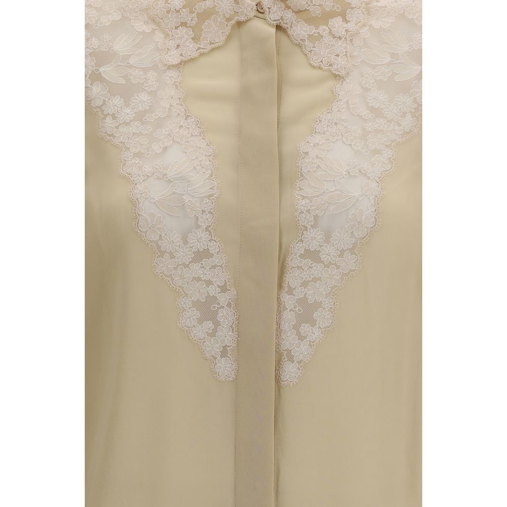 Peonia Lace Collar Georgette Silk Shirt