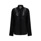 Silk Georgette Peonia Lace-Collar Blouse