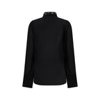 Silk Georgette Peonia Lace-Collar Blouse