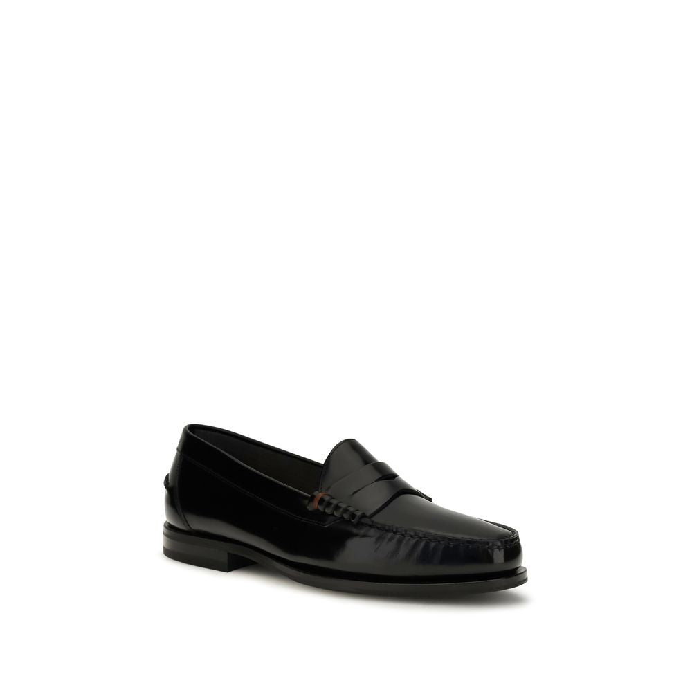 College A Novembre Black Calf Leather Slip-On Loafers