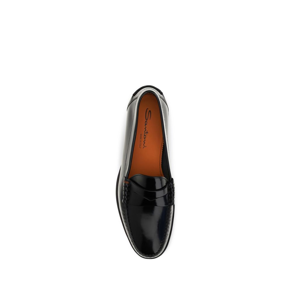 College A Novembre Black Calf Leather Slip-On Loafers