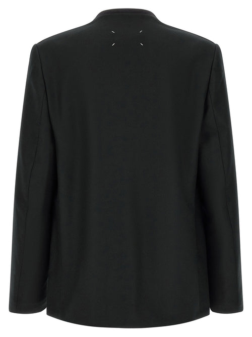 Black Virgin Wool Minimal Blazer