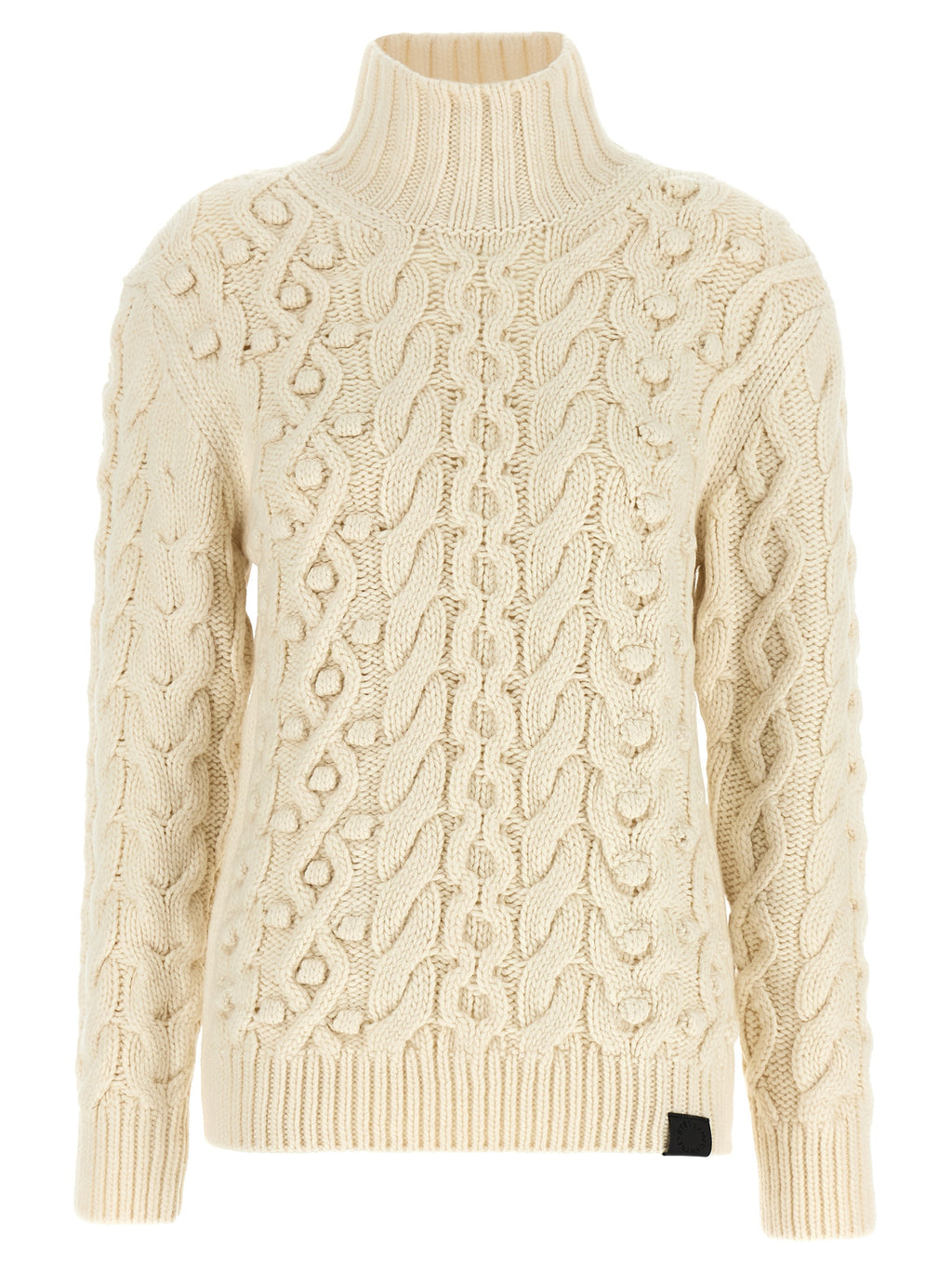 Cream Virgin Wool Bobble Knit Sweater