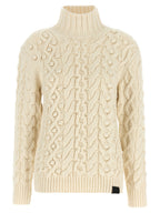 Cream Virgin Wool Bobble Knit Sweater