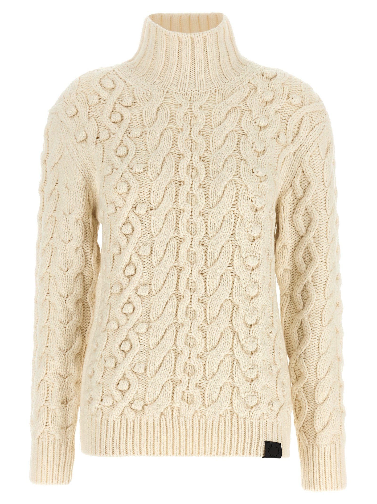 Cream Virgin Wool Bobble Knit Sweater