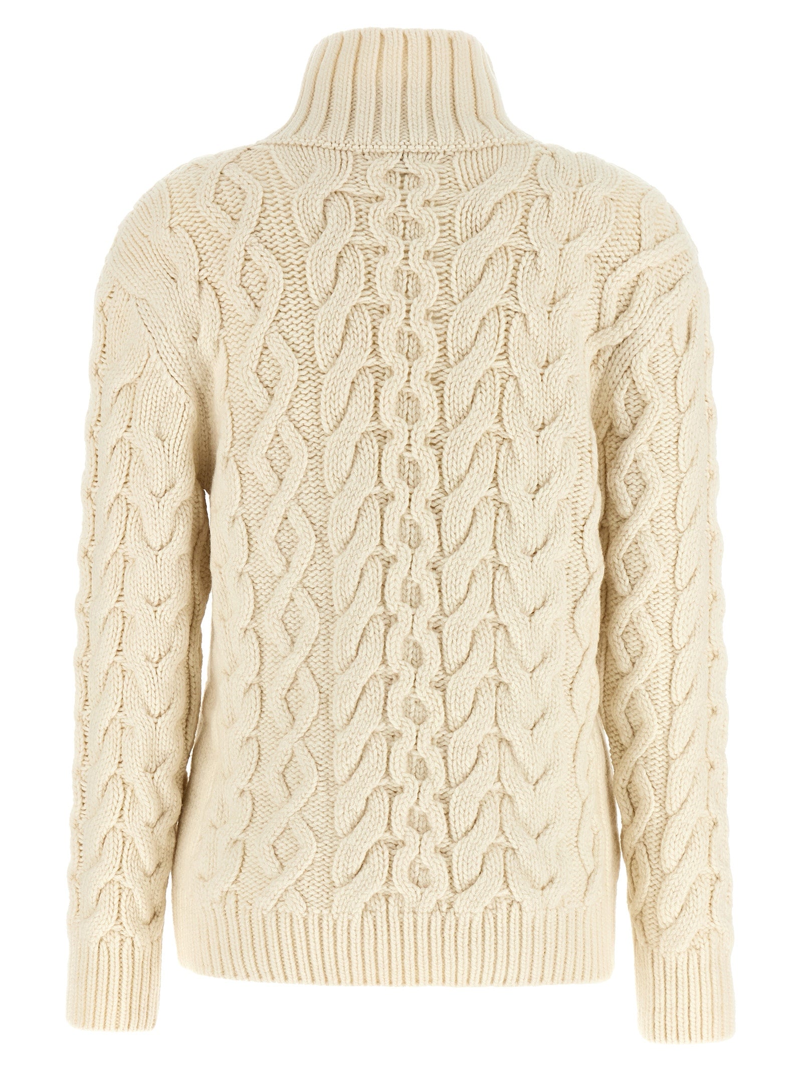 Cream Virgin Wool Bobble Knit Sweater