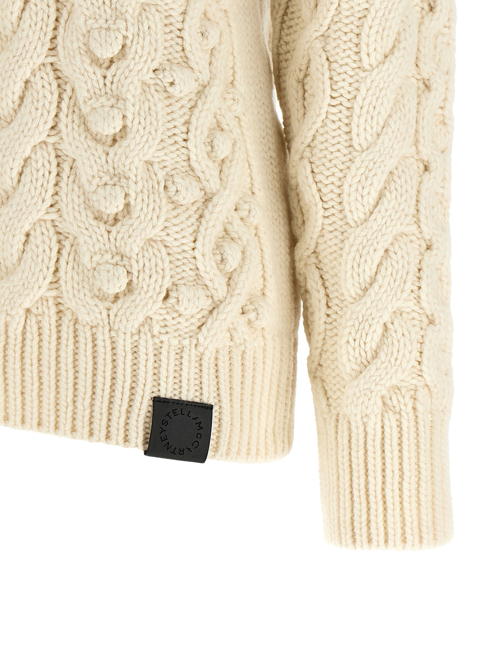 Cream Virgin Wool Bobble Knit Sweater
