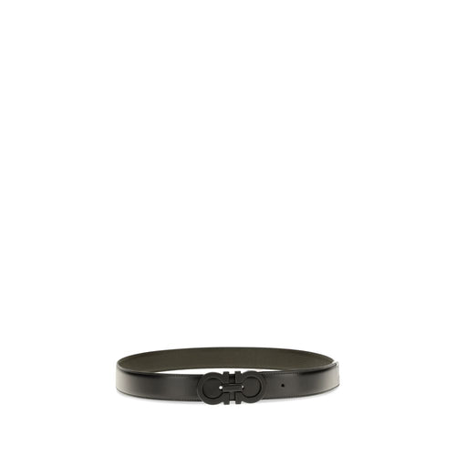 Reversible Calfskin Belt with Textured Gancini Buckle