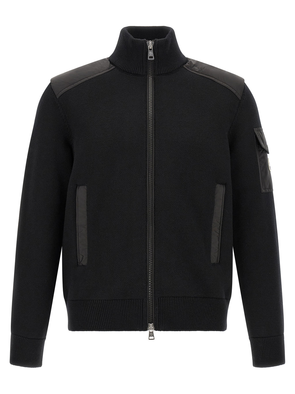Padded Wool Zip‑Up Cardigan