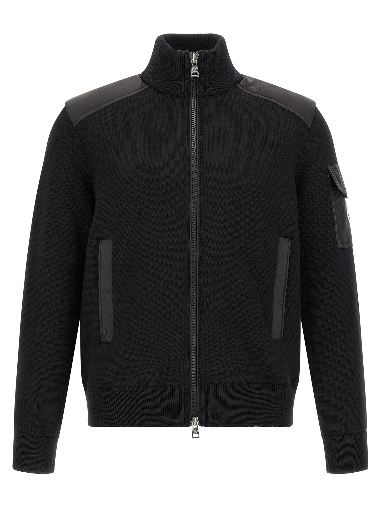 Padded Wool Zip‑Up Cardigan