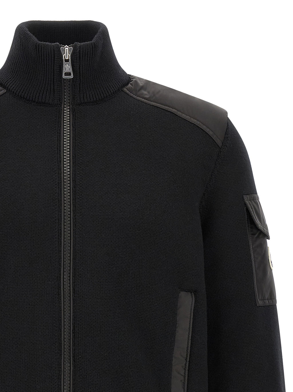 Padded Wool Zip‑Up Cardigan