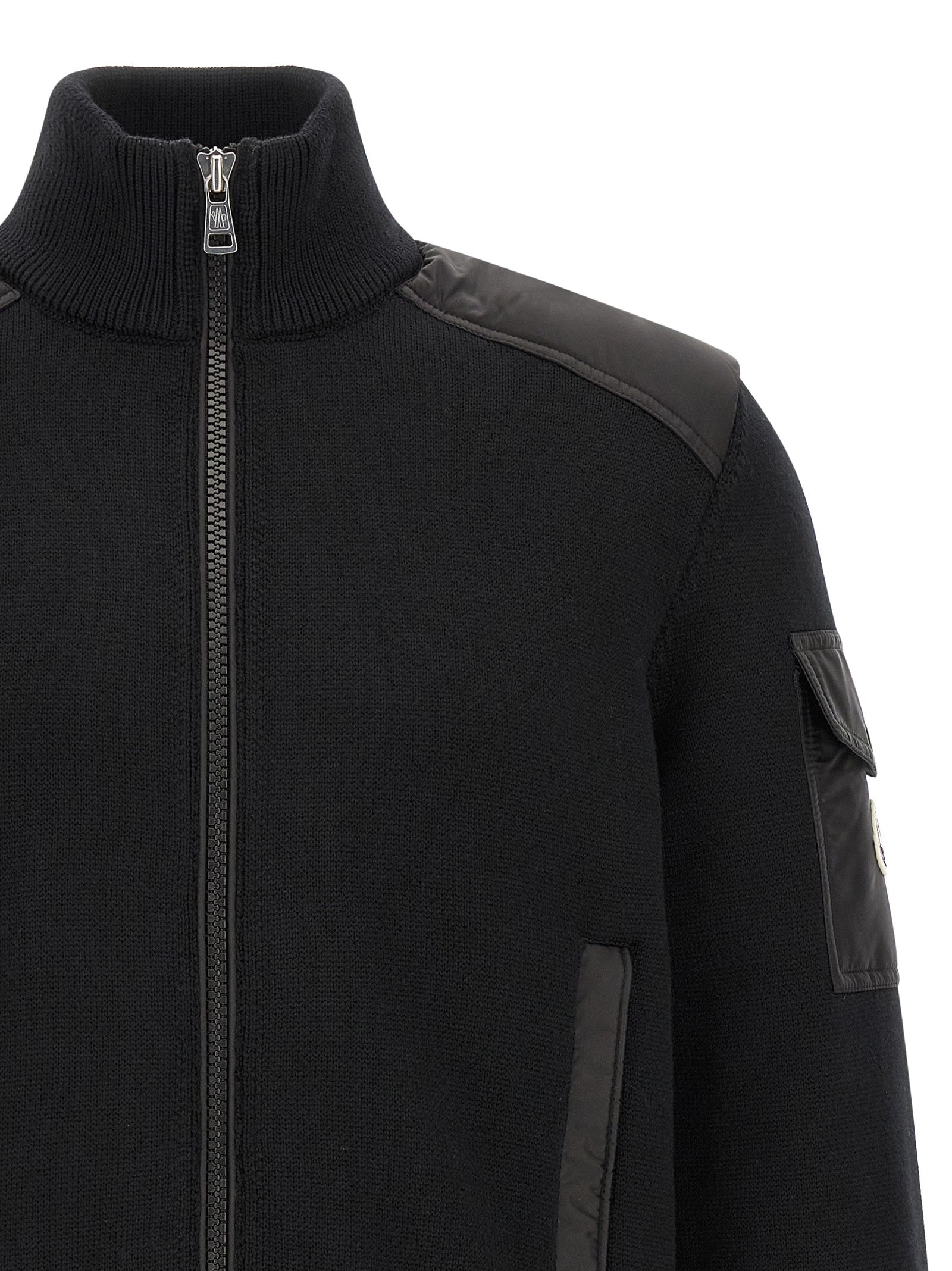 Padded Wool Zip‑Up Cardigan