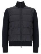 Quilted Navy Blue Polyester Cardigan