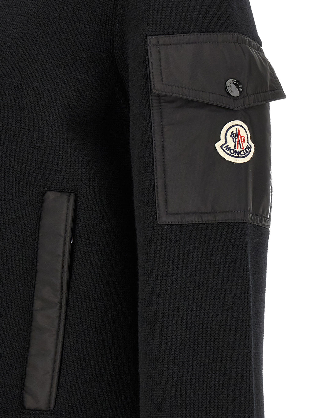 Padded Wool Zip‑Up Cardigan