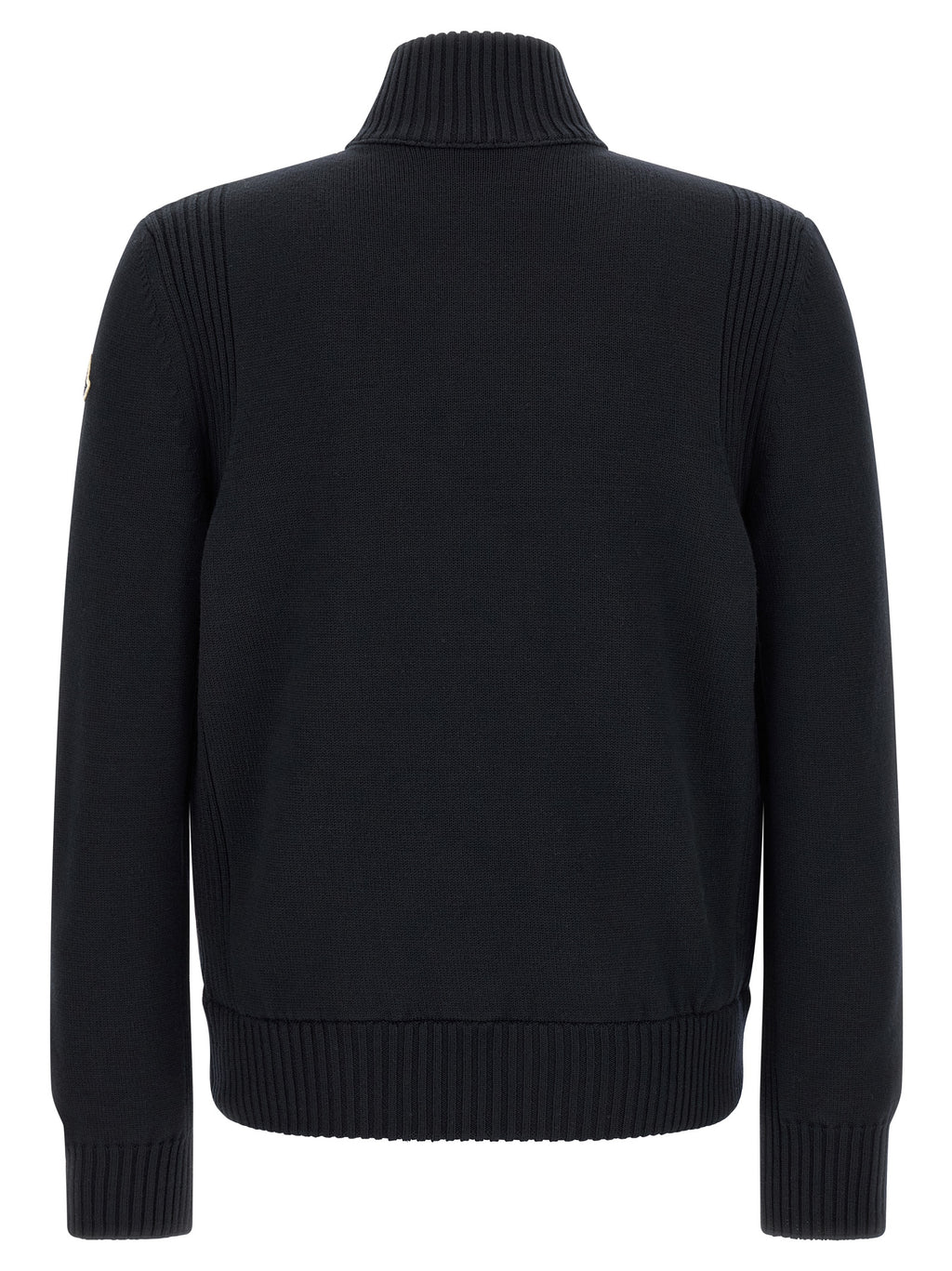 Quilted Navy Blue Polyester Cardigan