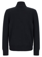 Quilted Navy Blue Polyester Cardigan