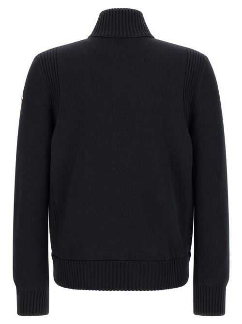 Quilted Navy Blue Polyester Cardigan