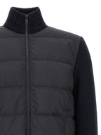 Quilted Navy Blue Polyester Cardigan