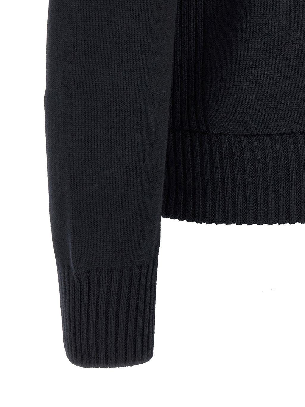 Quilted Navy Blue Polyester Cardigan
