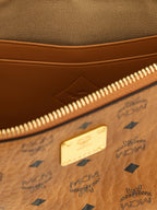 Cognac Brown Polyurethane Mini Clutch