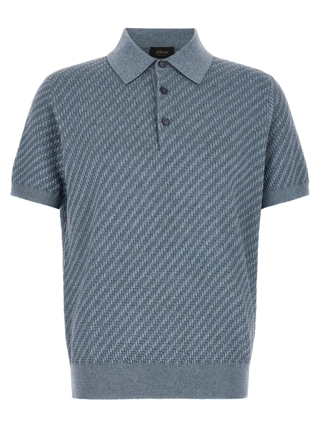 Aviation Blue Trama Cotton Polo Shirt