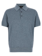 Aviation Blue Trama Cotton Polo Shirt
