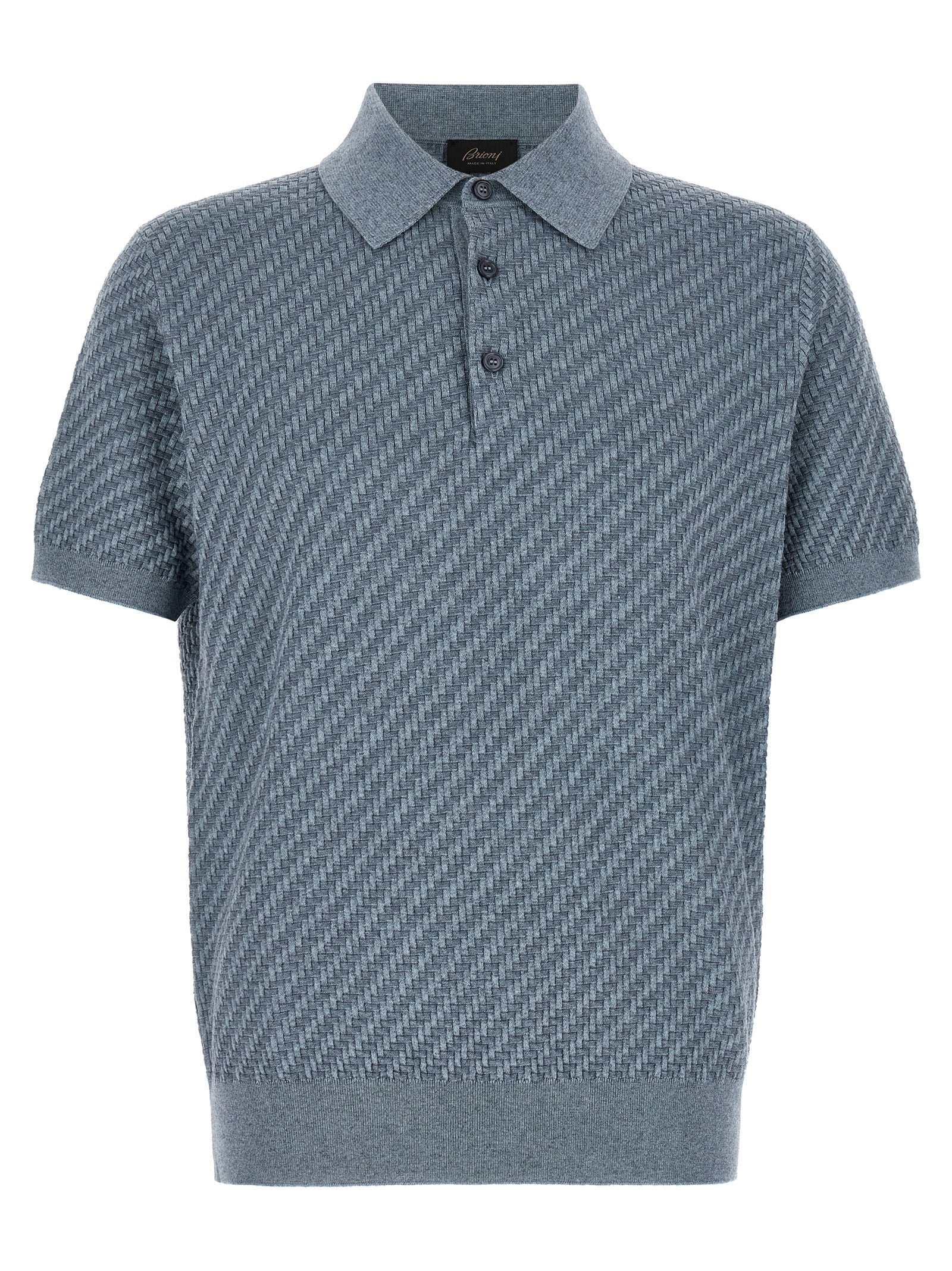 Aviation Blue Trama Cotton Polo Shirt