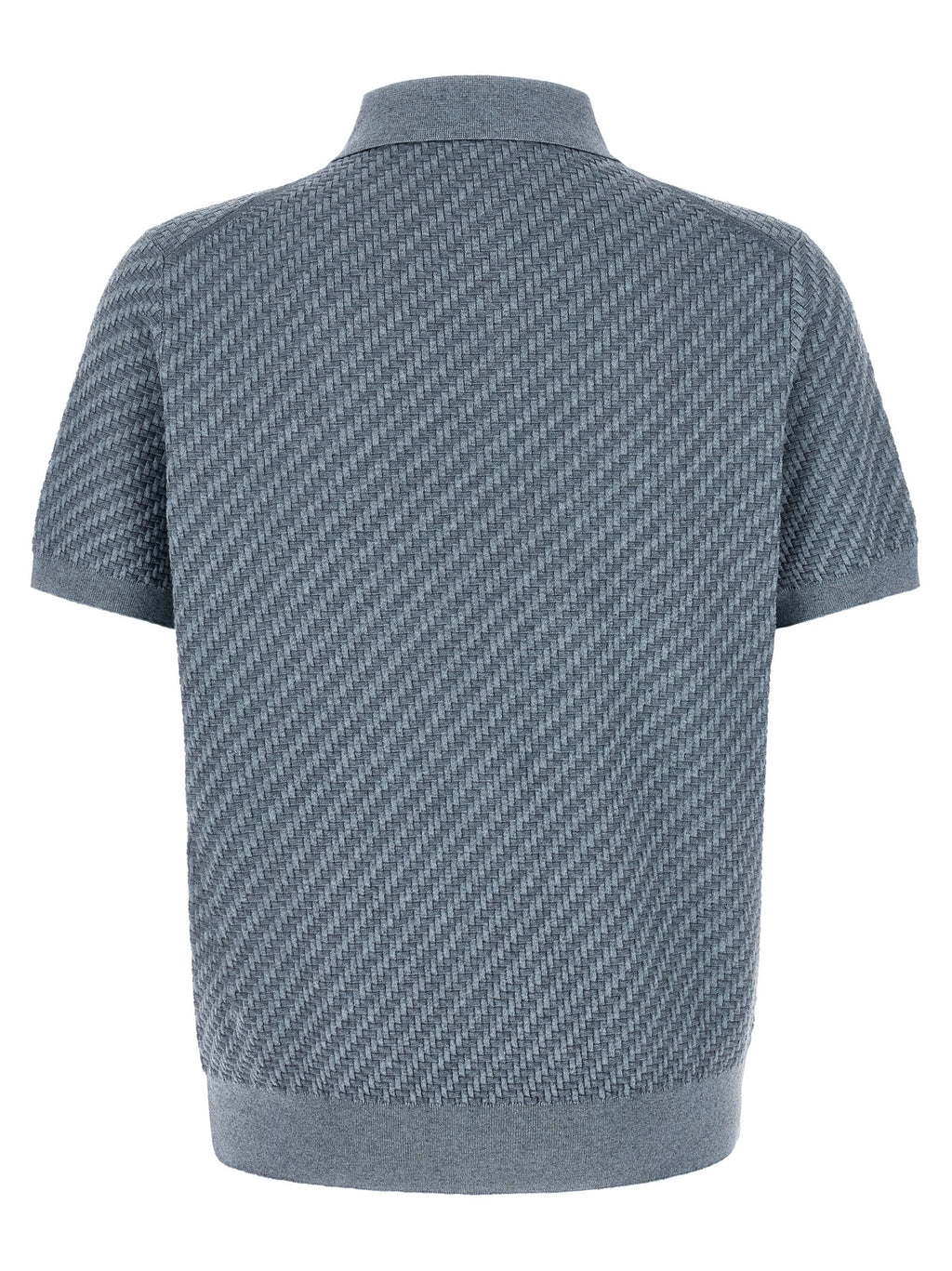 Aviation Blue Trama Cotton Polo Shirt