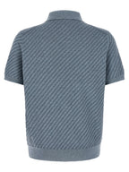Aviation Blue Trama Cotton Polo Shirt