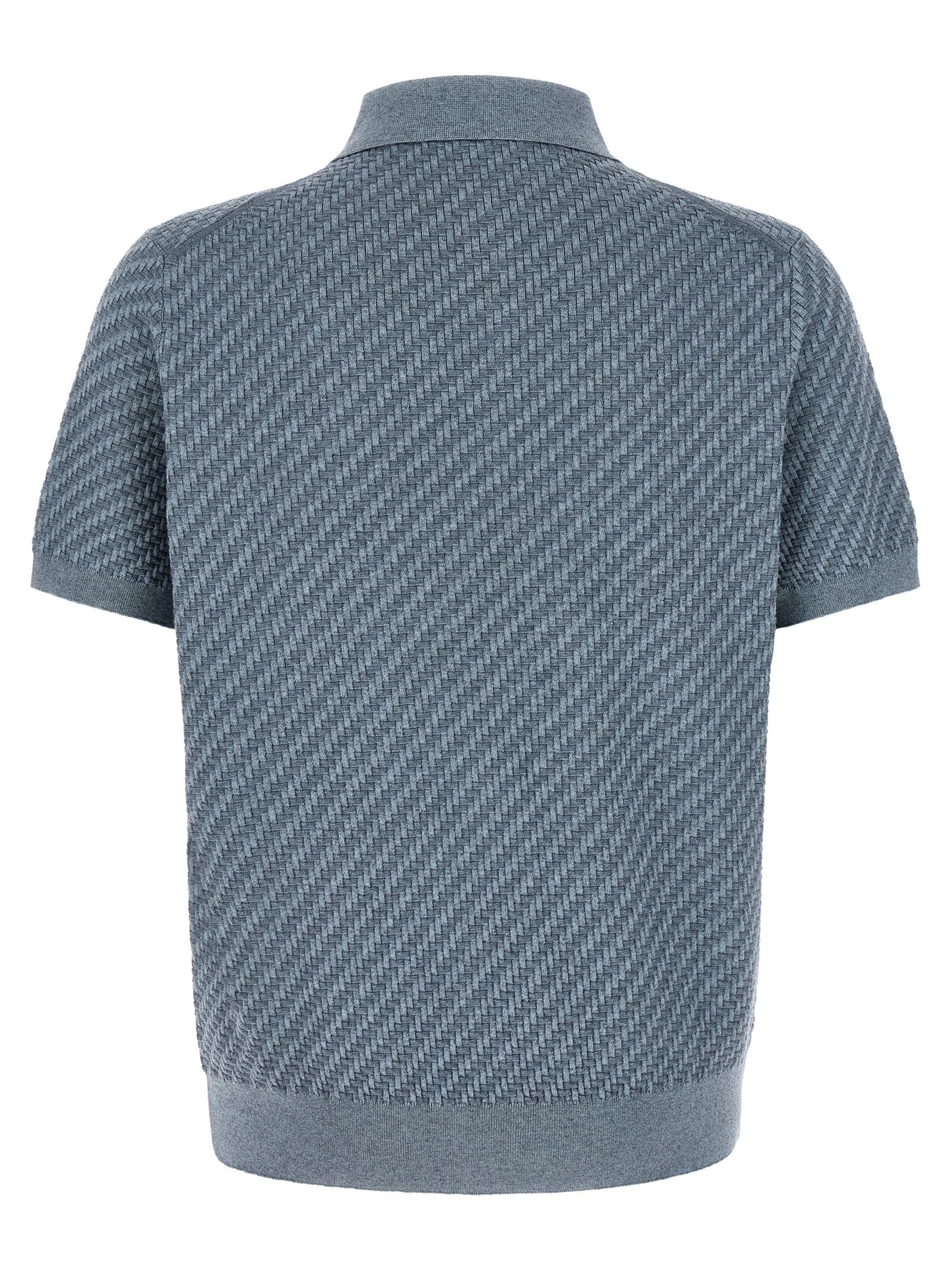 Aviation Blue Trama Cotton Polo Shirt