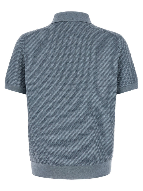 Aviation Blue Trama Cotton Polo Shirt