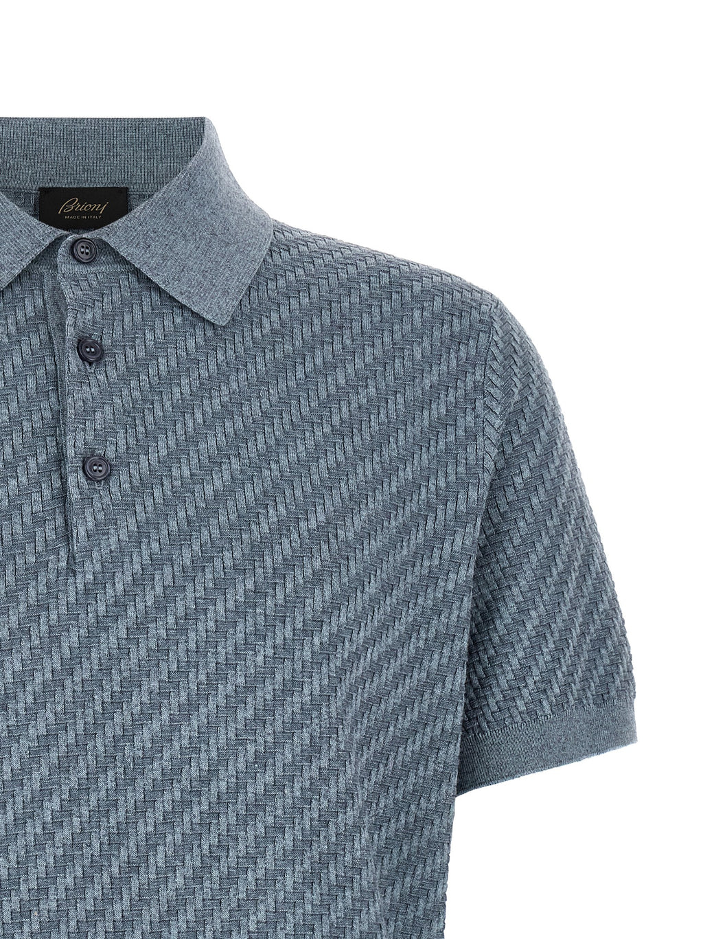 Aviation Blue Trama Cotton Polo Shirt