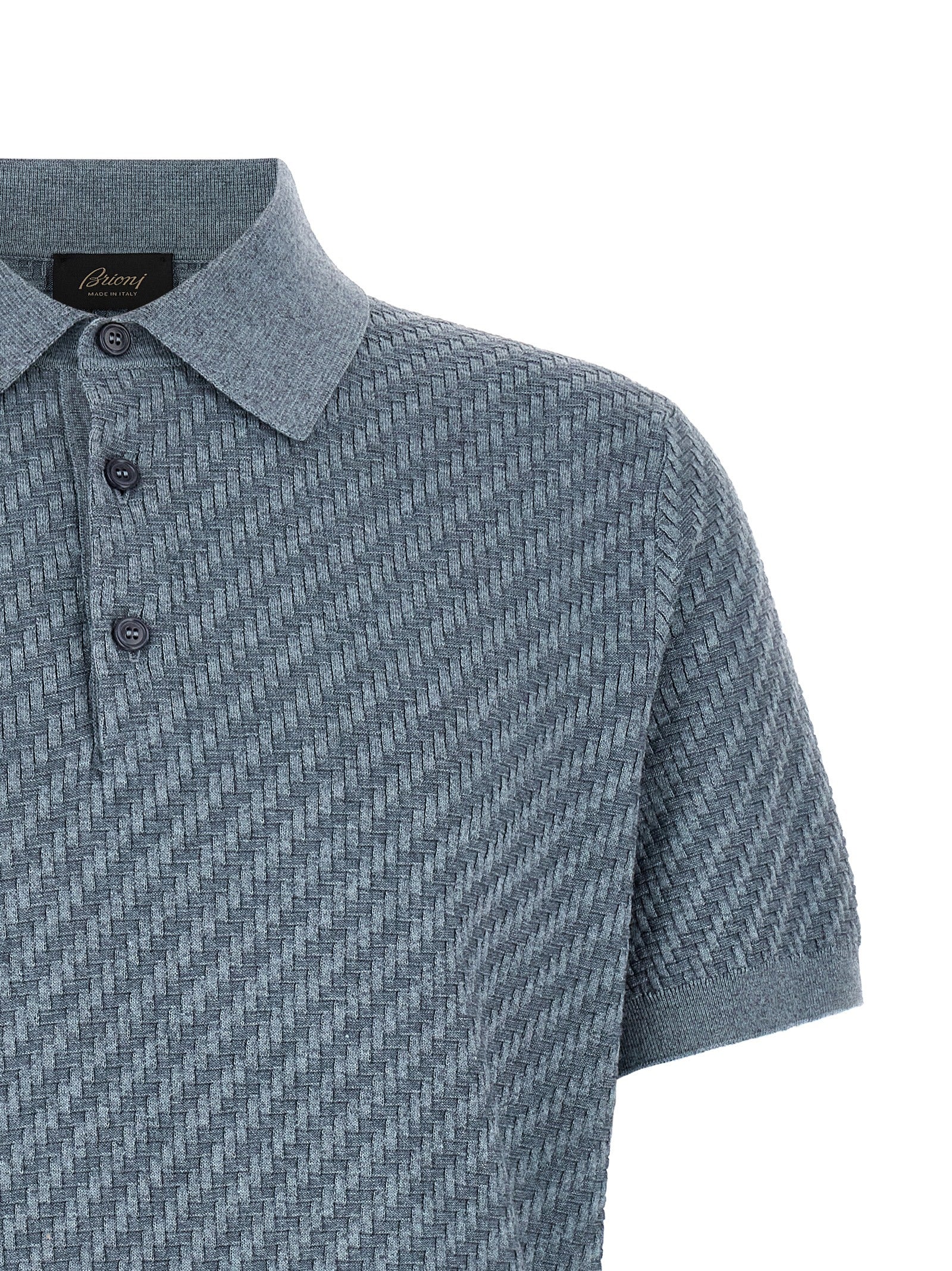 Aviation Blue Trama Cotton Polo Shirt