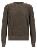 Brown Cashmere & Wool Crew Neck Cardigan