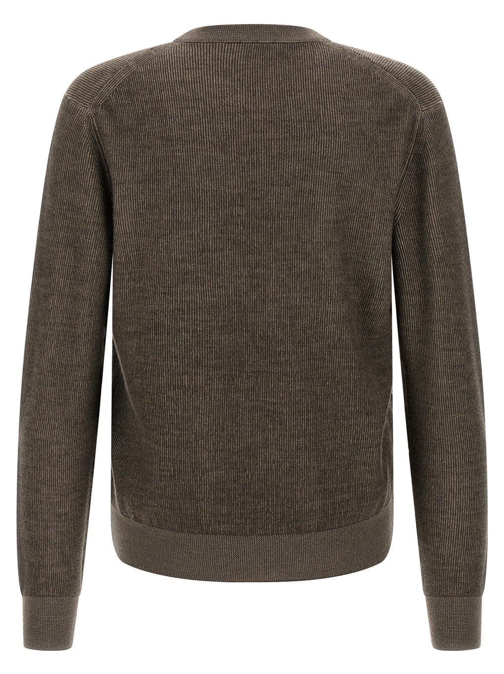 Brown Cashmere & Wool Crew Neck Cardigan