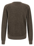 Brown Cashmere & Wool Crew Neck Cardigan