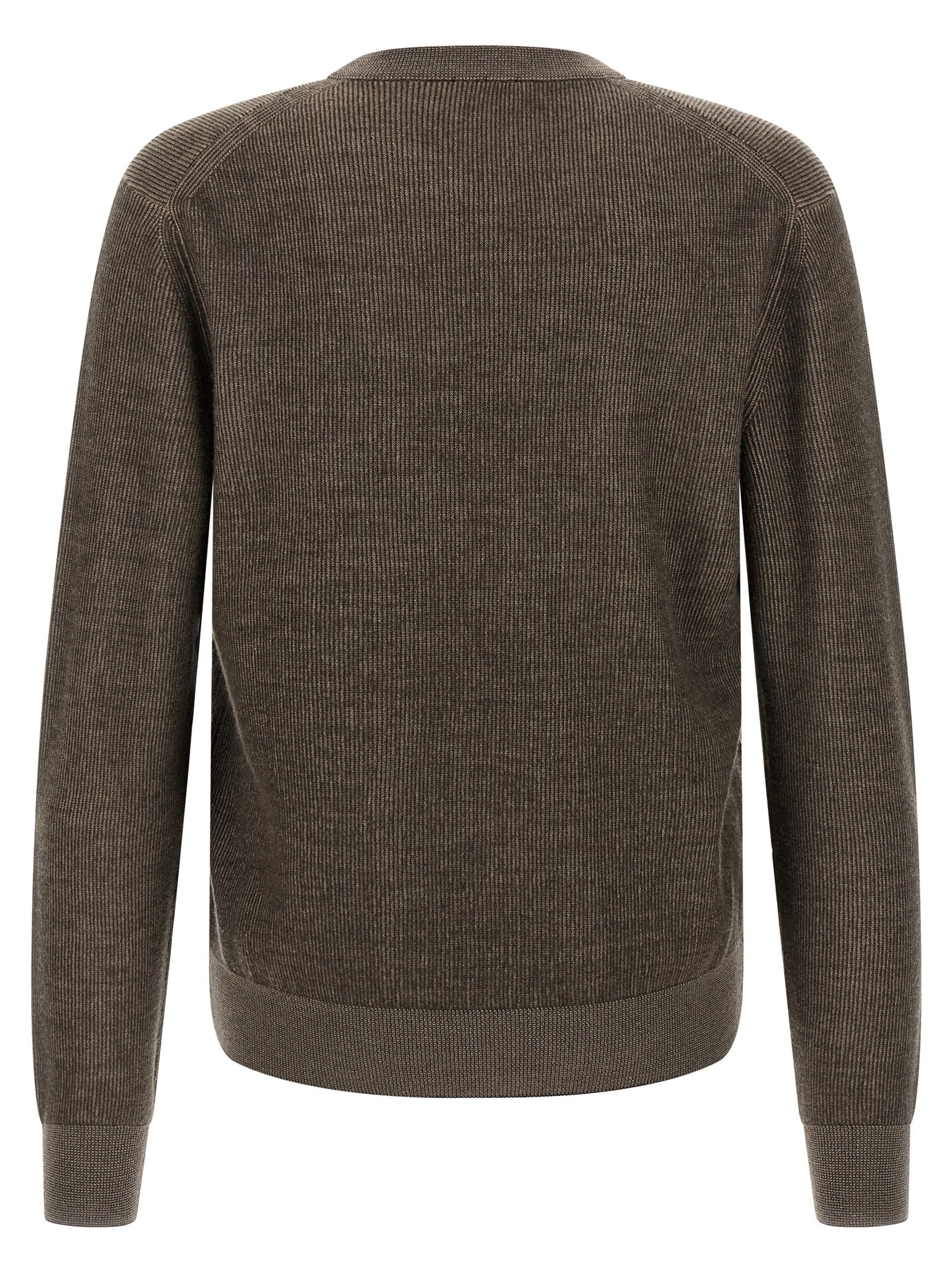 Brown Cashmere & Wool Crew Neck Cardigan